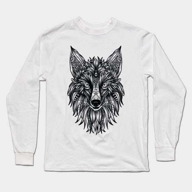 TRIBAL FOX Long Sleeve T-Shirt by madeinchorley